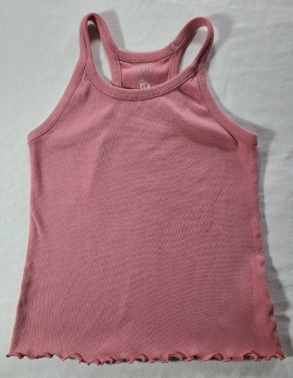 Free Assembly Pink Ribbed Tank Medium 7/8 Lettuce Hem Racerback Top